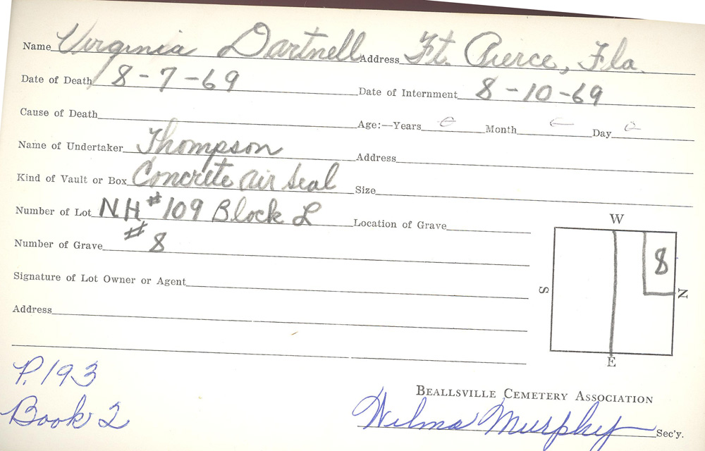 burial card